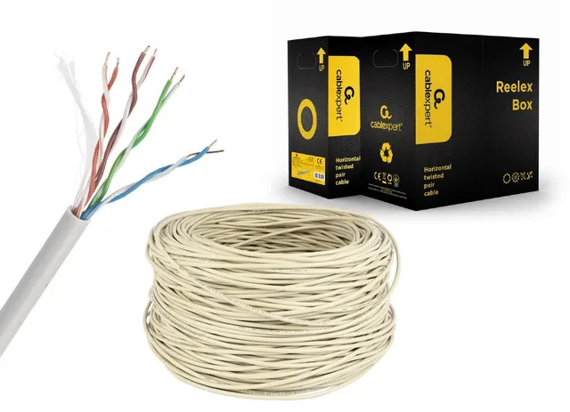Kabel UTP KAT 5e drut AWG 24 305M szary