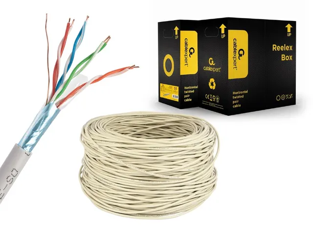 Kabel FTP-ekranowany KAT 5e drut AWG24 305m szary