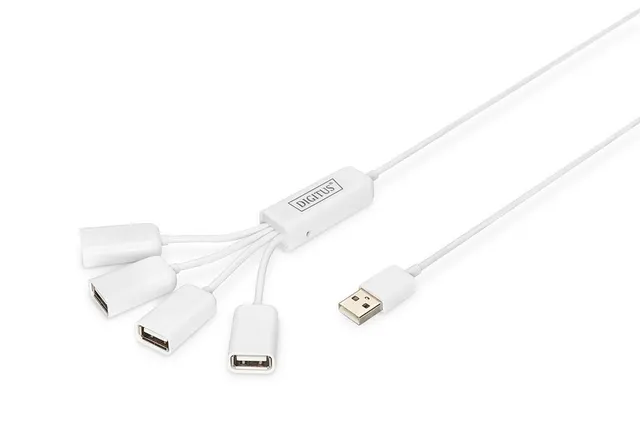 HUB/Koncentrator 4-portowy DIGITUS "Spider" USB 2.0 SuperSpeed, pasywny, Biały