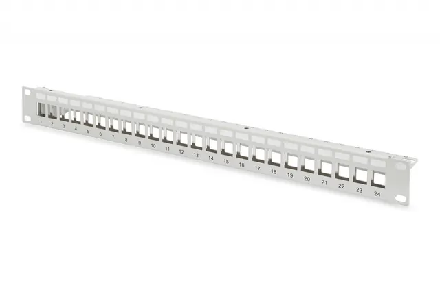 Patch panel pusty DIGITUS 19" 24 port 1U do modułów keystone (RAL 7035)