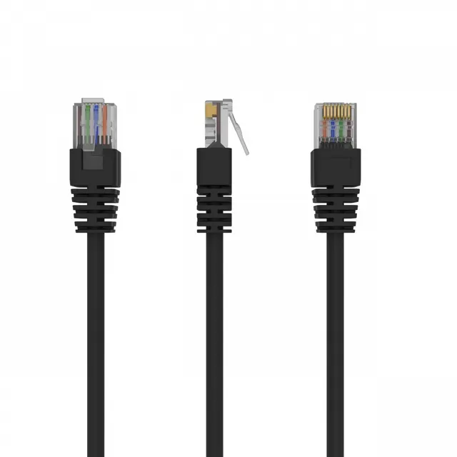 Patch cord kat.5e osłonka zalewana 0.25m czarny