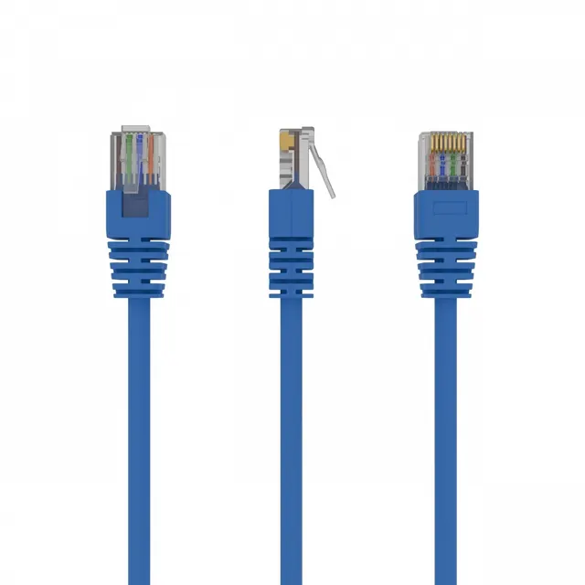 Patch cord kat.5e osłonka zalewana 0.25m niebieski