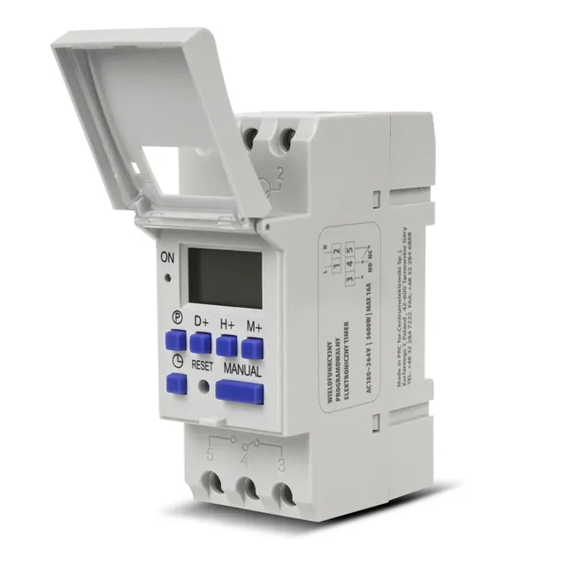 Timer cyfrowy GreenBlue GB104 na szynę DIN 16 programów max 240 programów
