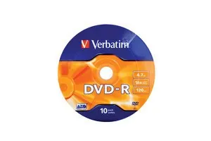 Płyty DVD-R Verbatim 4.7GB X16 Matt Silver (Spindle 10)