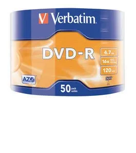 Płyty DVD-R Verbatim 4.7GB X16 Matt Silver Wrap (50 Spindle)