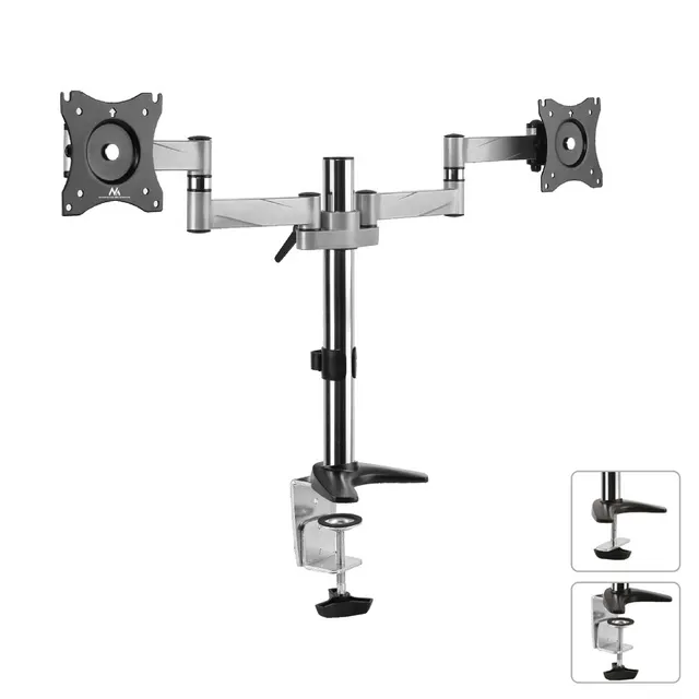 Uchwyt biurkowy do dwóch monitorów Maclean MC-714 13-27" 8kgx2 aluminiowy