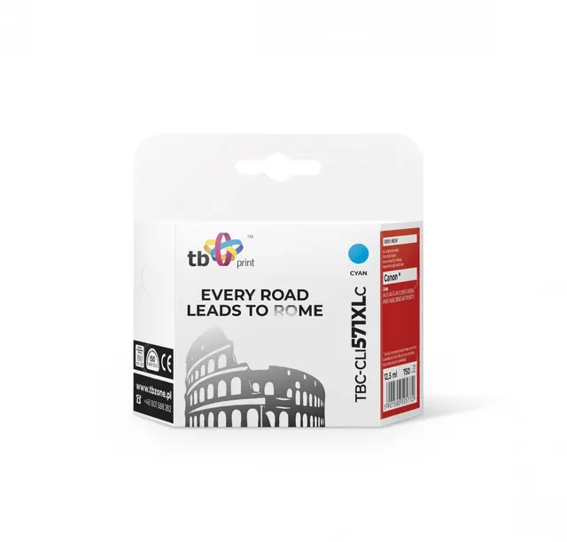 Tusz do Canon CLI-571XL TBC-CLI571XLC CY 100% nowy