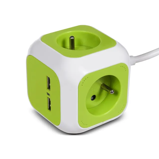 Listwa zasilająca przedłużacz GreenBlue GB118G MagicCube poczwórne gniazdo prądowe, 2 wejścia USB 1,4m wersja niemiecka