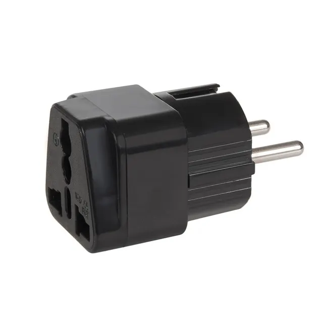 Adapter zasilania Maclean MCE155 gniazdo UK na wtyk EU uniwersalny, czarny