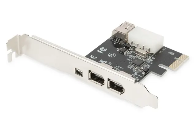 Kontroler Firewire (400) DIGITUS PCI Express, 3xZew. IEEE1394a 6pin + Mini, Low Profile