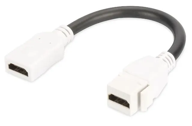 Moduł Keystone DIGITUS HDMI z kablem 12cm łącznik do gniazd i pustych paneli żeński/żeński biały