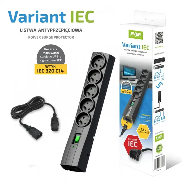 Listwa antyprzepięciowa Ever Variant IEC 1,5m