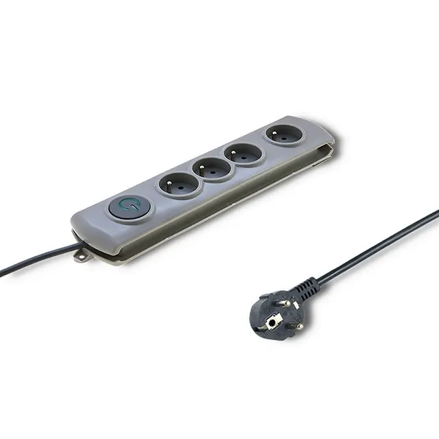 Listwa zasilająca antyprzepięciowa Qoltec Quick Switch, 4 gniazda, 1,5m, szara