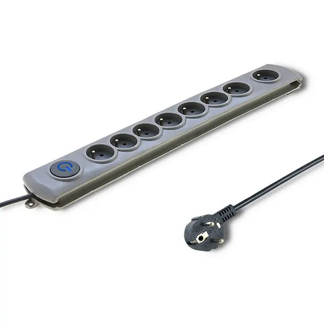 Listwa zasilająca antyprzepięciowa Qoltec Quick Switch, 8 gniazd, 1,8m, szara