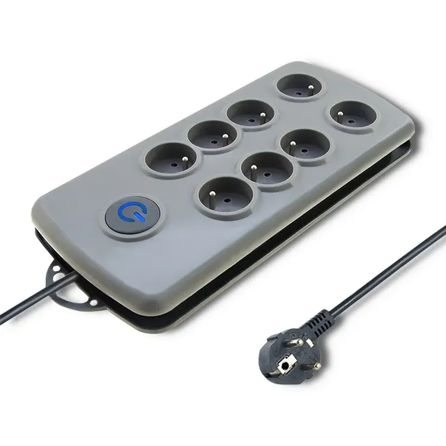 Listwa zasilająca antyprzepięciowa Qoltec Quick Switch, 8 gniazd, 2,5m, szara