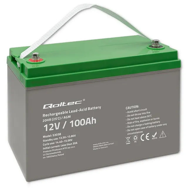 Akumulator AGM Qoltec 12V, 100Ah