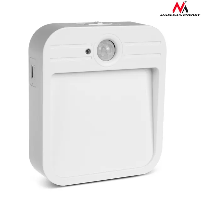 Lampa LED schodowa z sensorem ruchu Maclean MCE236, magnes, haczyk, temperatura 4000K, zasięg 3-4m, akum 3.7V/500mAh, 4 LED SMD2835