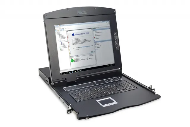 Konsola modułowa 17" LCD DIGITUS z touchpad KVM 8 portów 1U komplet kabli (8xDS-19231) klawiatura US