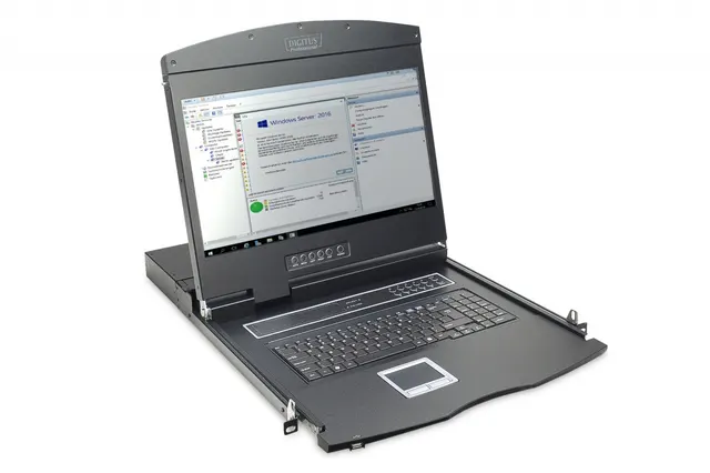 Konsola modułowa 19" LCD DIGITUS z touchpad KVM 8 portów 1U komplet kabli (8xDS-19231) klawiatura US