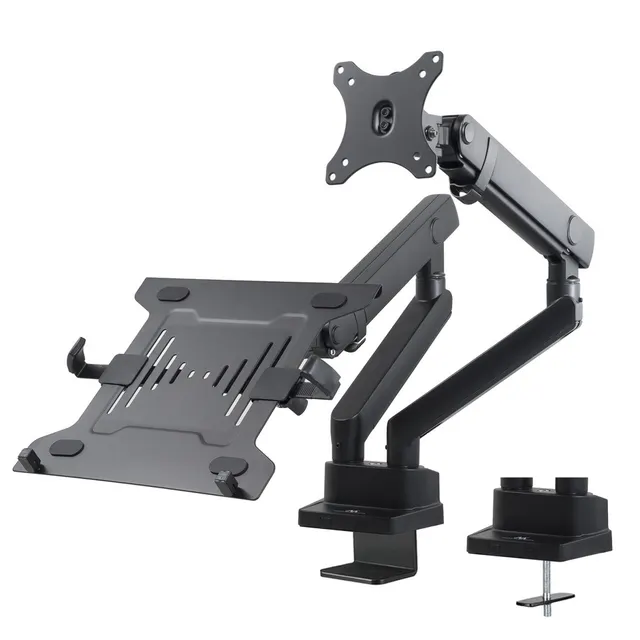 Uchwyt biurkowy podwójny do monitora i laptopa Maclean MC-813 17"-32" 2x8kg VESA 75x75, 100x100