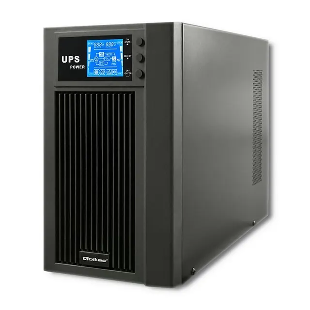 Zasilacz awaryjny UPS Qoltec, On-line, Pure Sine Wave, 3kVA, 2.4kW, LCD, USB