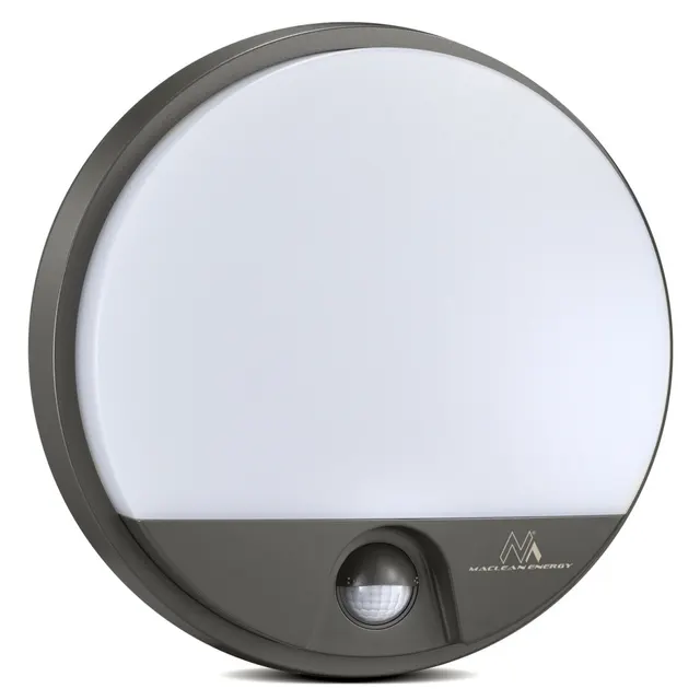 Lampa LED Maclean MCE291 GR z czujnikiem ruchu na podczerwień 1100lm 15W IP54 szara