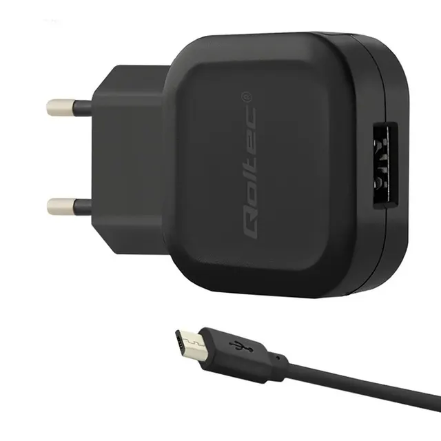 Ładowarka sieciowa Qoltec 12W, 5V, 2,4A, USB, +kabel MicroUSB