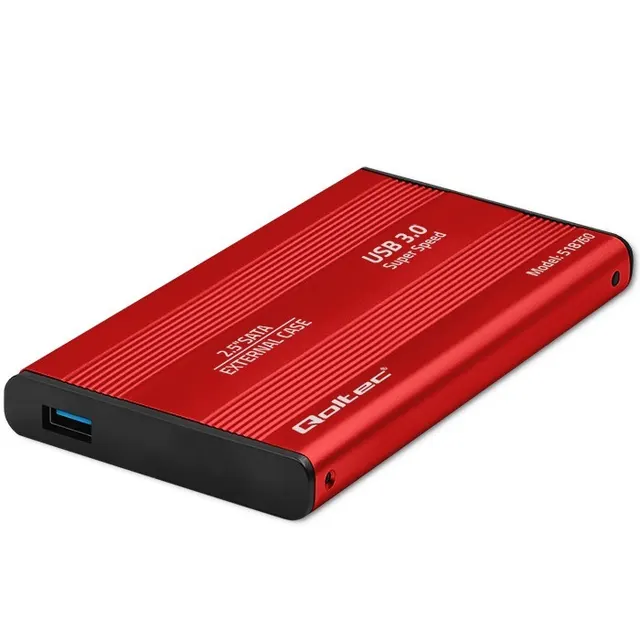 Obudowa Qoltec na dysk HDD/SSD 2.5" SATA3, USB 3.0, Czerwona