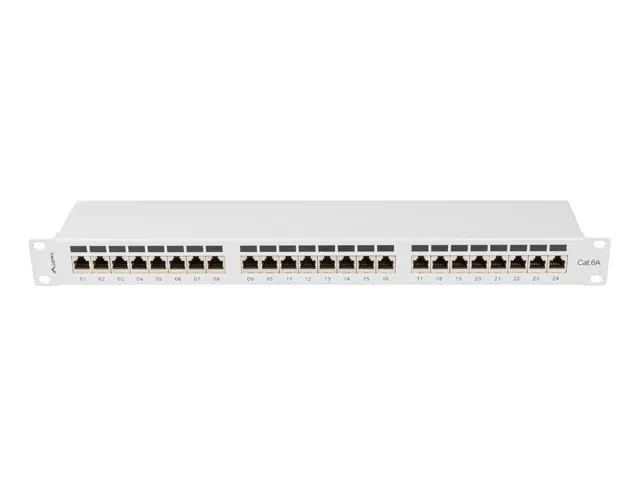 Patch panel Lanberg 24 port 1U kat.6A ekranowany szary