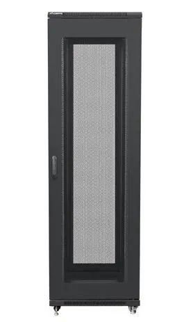 Szafa instalacyjna Rack stojąca 19" 42U 600x800 czarna drzwi perforowane Lanberg (flat pack)