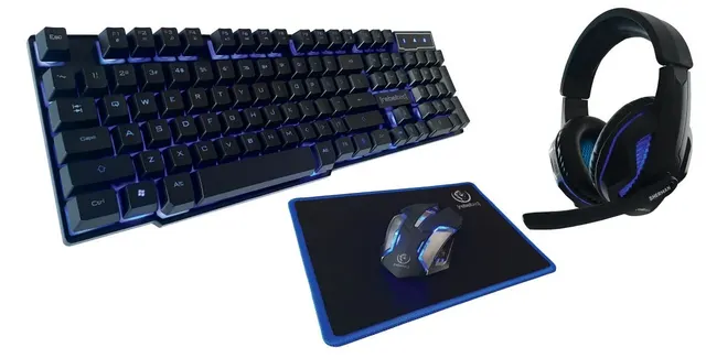 Zestaw przewodowy klawiatura + mysz + pad + słuchawki Rebeltec SHERMAN Gaming USB czarny podświetlany