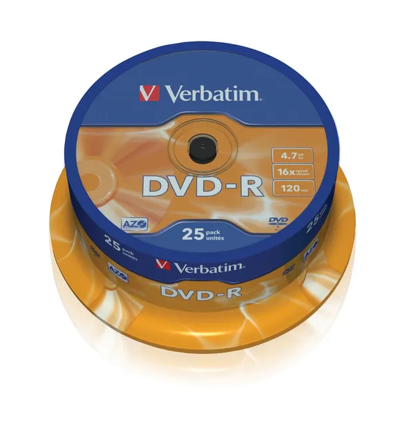 Płyty DVD-R Verbatim 16x 4.7GB (Cake 25) MATT SILVER