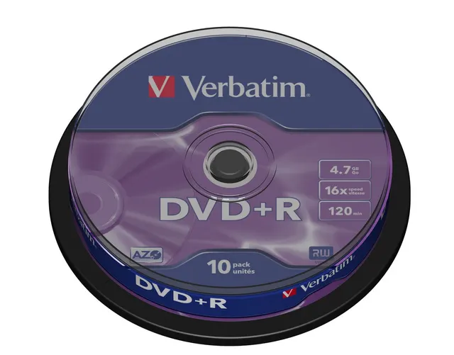 Płyty DVD+R Verbatim 16x 4.7GB (Cake 10) MATT SILVER