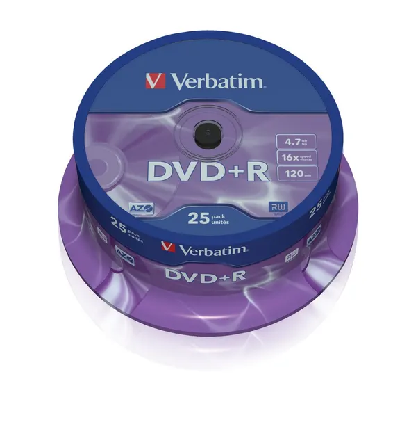 Płyty DVD+R Verbatim 16x 4.7GB Matt Silver (cake 25)