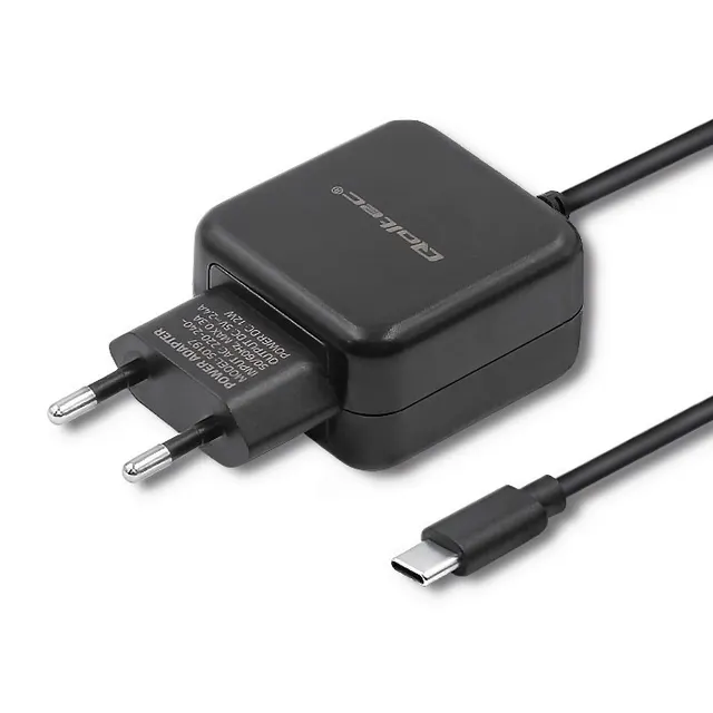 Ładowarka sieciowa Qoltec 12W, 5V, 2,4A, USB typ C, Czarna