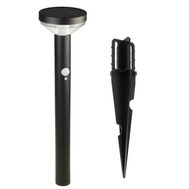 Lampa solarna LED z czujnikiem Maclean MCE465 B, czarna, IP44, 3 tryby świecenia, bateria Li-ion 18650 3,7V 1200 mAh, wbijana