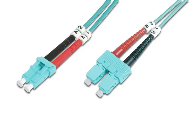 Kabel krosowy (patchcord) DIGITUS światłowodowy LC/SC, dplx, MM 50/125, OM3, LSOH, 1m, turkusowy