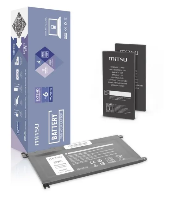 Bateria Mitsu do notebooka Dell Vostro 14 (5468), Inspiron 15 (5568), WDX0R, P75F, P62F, P66F, T2JX4 (11.4V) (3400 mAh)