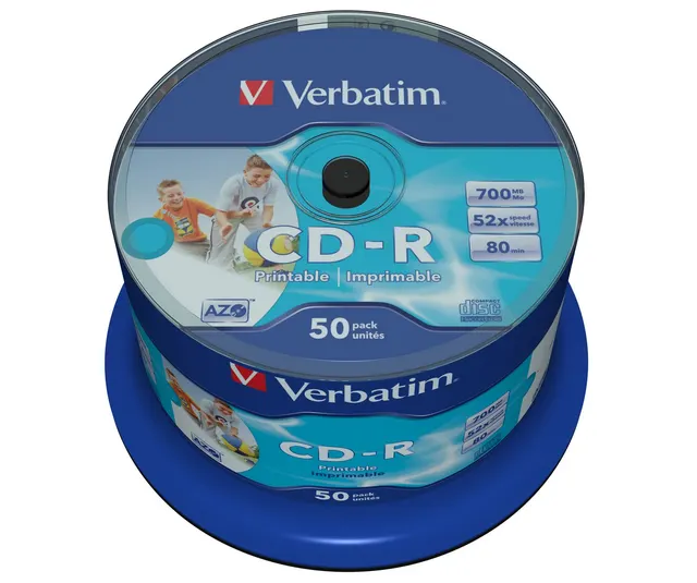 Płyty CD-R Verbatim 52x 700MB (Cake 50) WIDE PRINTABLE NON-ID