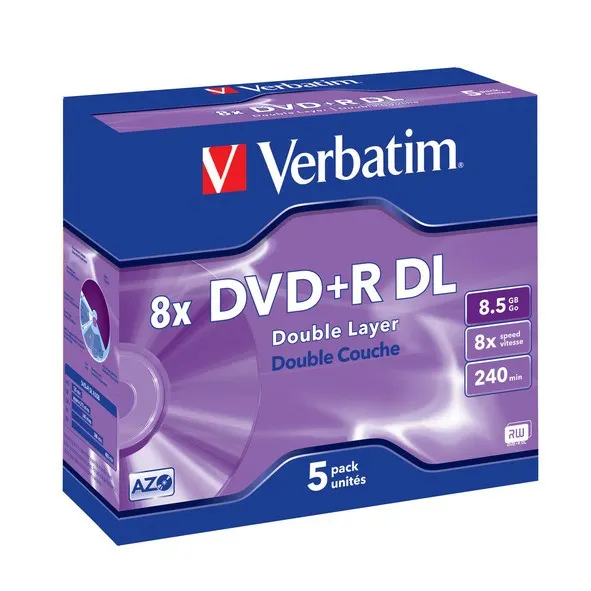 Płyty DVD+R DL Verbatim 8x 8.5GB (Jewel Case 5) MATT SILVER