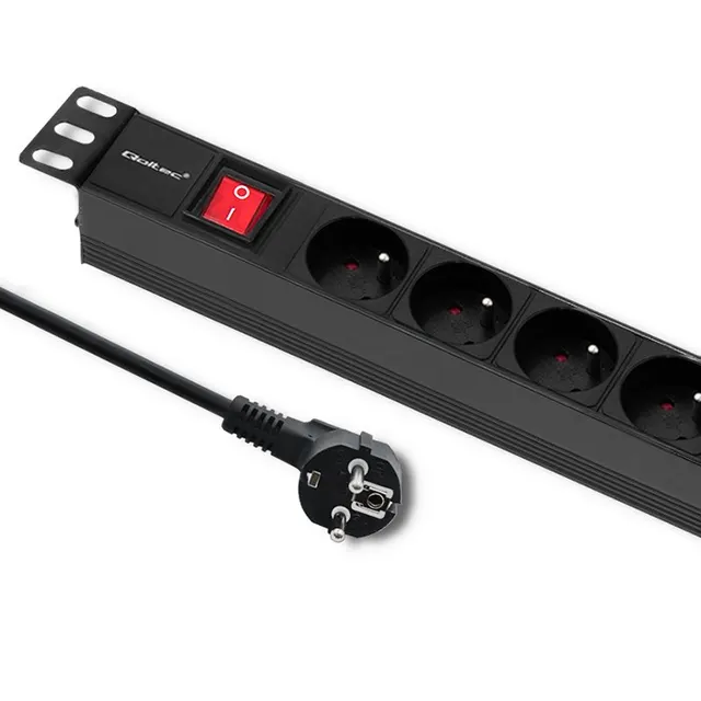 Listwa zasilająca Qoltec do RACK 1U, 16A, PDU, 6xFRENCH, 2m