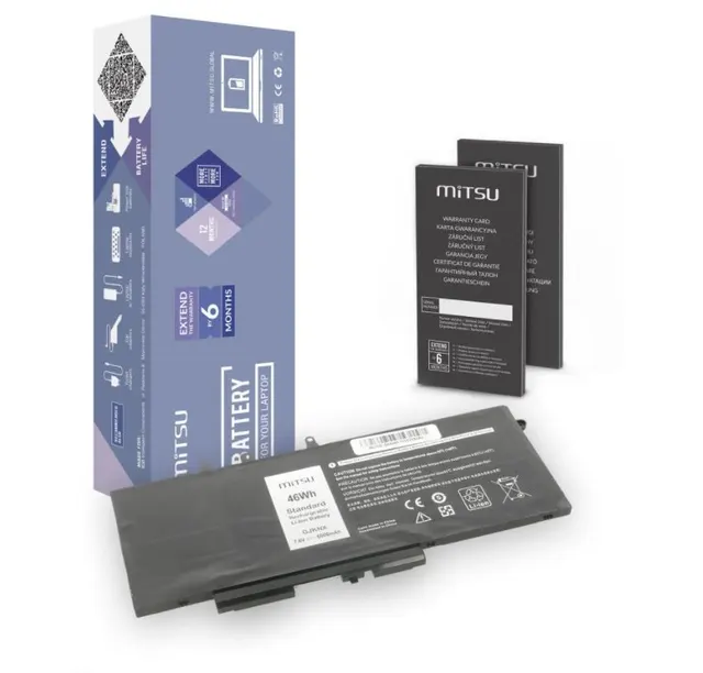 Bateria Mitsu do notebooka Dell Latitude 5280, 5480, 5490, 5590, GJKNX (7.4V-7.6V) (6300 mAh)