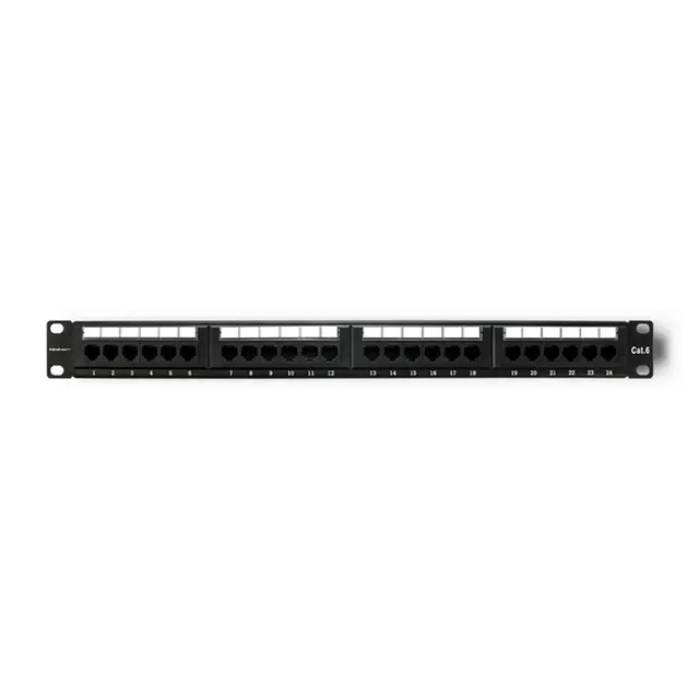 Patch panel RACK QOLTEC 24 porty, kat.6 UTP, Czarny