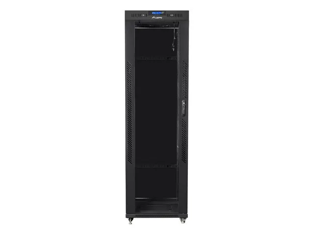 Szafa instalacyjna Rack stojąca 19" 42U 600x600 czarna drzwi szklane LCD Lanberg (flat pack)