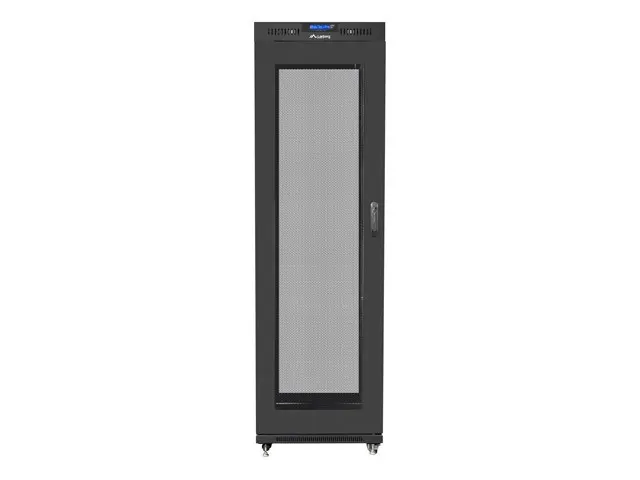 Szafa instalacyjna Rack stojąca 19" 42U 600x800 czarna drzwi perforowane LCD Lanberg (flat pack)