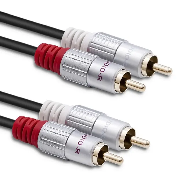 Kabel Qoltec 2xRCA męski / 2xRCA męski, 2m, Czarny