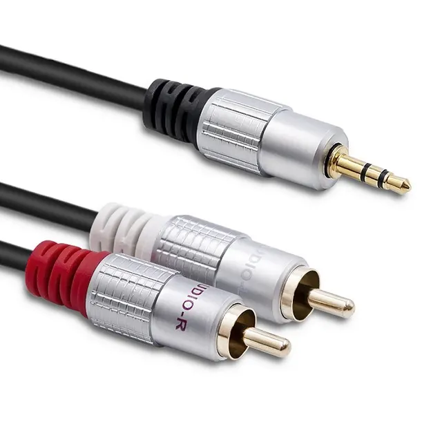 Kabel Qoltec 2xRCA / Mini Jack 3.5mm, 3m, Czarny