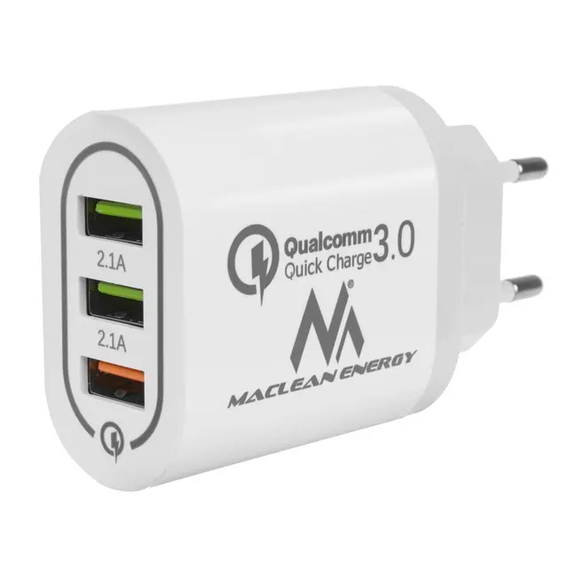 Ładowarka sieciowa Maclean MCE479 W QC 3.0 3xUSB biała