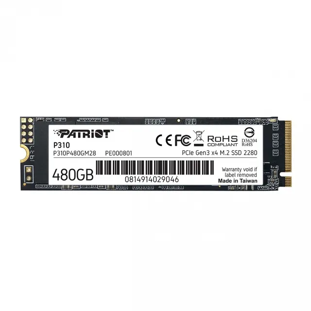 Dysk SSD Patriot P310 480GB M.2 2280 PCle NVMe (1700/1500 MB/s)