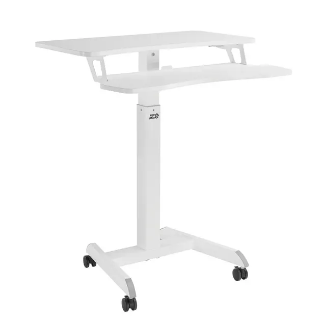 Stacja robocza, mobilna, z regulacją wysokości i podwójną platformą Ergo Office, do pracy w pozycji stojącej, biała max. 8kg ER-444 W